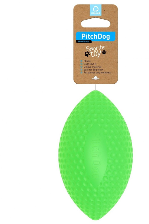 PitchDog Piłka Rugby do aportowania śr. 9 cm, dł. 14 cm Green PitchDog Piłka Rugby do aportowania śr. 9 cm, dł. 14 cm Green