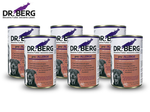 Dr Berg Pro-Allergie jagnięcina z maniokiem 6 x 400g Dr Berg Pro-Allergie jagnięcina z maniokiem 6 x 400g