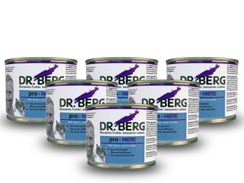 Dr.BERG Pro-NIERE dla kotów - nerki, kamica moczowa 6x200g Dr.BERG Pro-NIERE dla kotów - nerki, kamica moczowa 6x200g