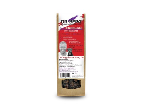 Dr. BERG suszone wołowe płuca z dziką różą - przysmaki dla psów 50g Dr. BERG suszone wołowe płuca z dziką różą - przysmaki dla psów 50g