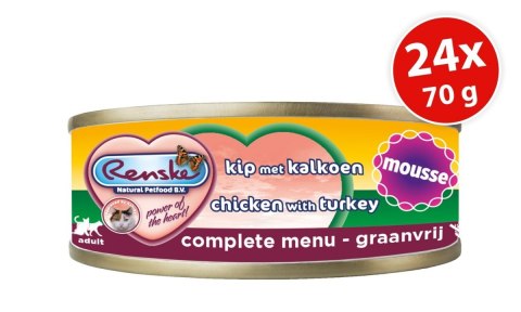 Renske Cat kurczak z indykiem - mus 24 szt. x 70g Renske Cat kurczak z indykiem - mus 24 szt. x 70g