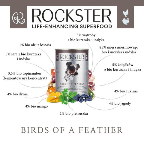 Rockster Birds of a feather - bio kurczak i indyk 400 g Rockster Birds of a feather - bio kurczak i indyk 400 g