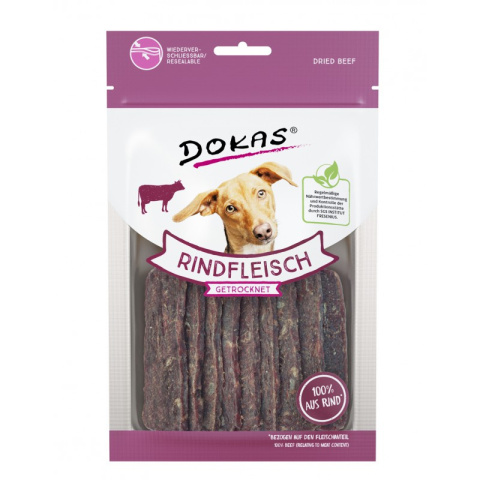 DOKAS suszone paski polędwica wołowa 70g - przysmak dl psa DOKAS suszone paski polędwica wołowa 70g - przysmak dl psa