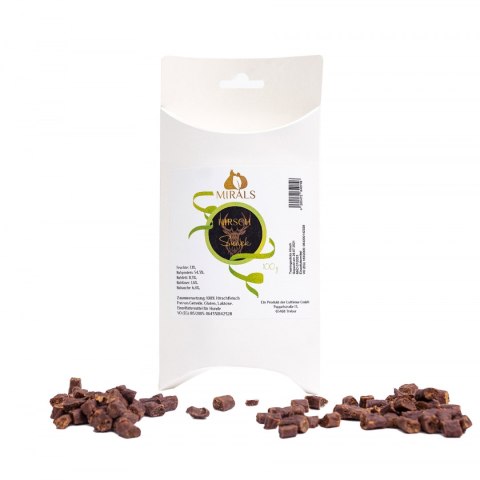 MIRALS Hirsch Snack - przysmaki treningowe z mięsa jelenia 100g MIRALS Hirsch Snack - przysmaki treningowe z mięsa jelenia 100g