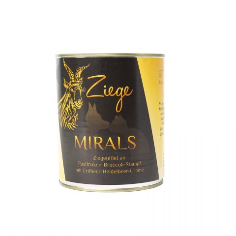 MIRALS Ziege- Filet z koziny na puree z brokułów i pasternaku z kremem truskawkowo-jagodowym 800g MIRALS Ziege- Filet z koziny na puree z brokułów i pasternaku z kremem truskawkowo-jagodowym 800g