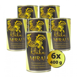 MIRALS Huhn - delikatny kurczak na puree z marchwi i botwinką i chutneyem z mango i malin 400g x 6 szt.