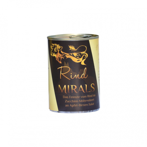 MIRALS Rind - delikatna wołowina w plastrach cukinii i marchewki na sałatce z jabłek i gruszek 400g MIRALS Rind - delikatna wołowina w plastrach cukinii i marchewki na sałatce z jabłek i gruszek 400g