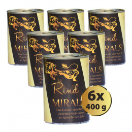 MIRALS Rind - delikatna wołowina w plastrach cukinii i marchewki na sałatce z jabłek i gruszek 6 szt. x 400g