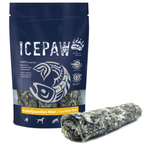 ICEPAW Kabeljaurollen Maxi - roladki z dorsza do żucia dla psów 3 szt. 180 g ICEPAW Kabeljaurollen Maxi - roladki z dorsza do żucia dla psów 3 szt. 180 g