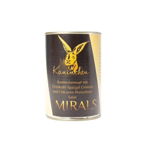 MIRALS Kaninchen - Królik z jarmużem i szparagami oraz sałatką z cykorii i borówki brusznicy 370g