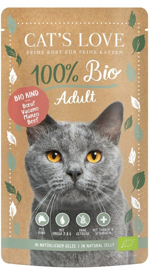 CAT'S LOVE Bio Beef - ekologiczna wołowina w naturalnej galaretce 100g CAT'S LOVE Bio Beef - ekologiczna wołowina w naturalnej galaretce 100g