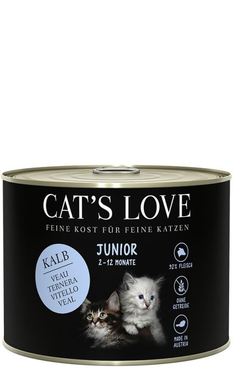 CAT'S LOVE Junior Kalb - cielęcina z olejem z łososia 200g CAT'S LOVE Junior Kalb - cielęcina z olejem z łososia 200g
