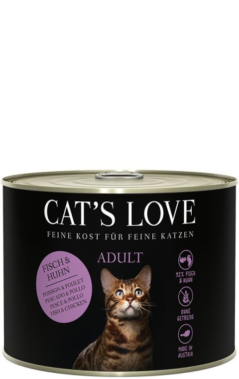 CAT'S LOVE Mix ryby i kurczak z olejem z łososia i pietruszką 6 szt. x 200g CAT'S LOVE Mix ryby i kurczak z olejem z łososia i pietruszką 6 szt. x 200g