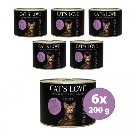 CAT'S LOVE Mix ryby i kurczak z olejem z łososia i pietruszką 6 szt. x 200g