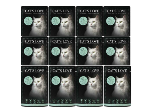 CAT'S LOVE Pute - indyk w naturalnej galaretce 12 szt. x 85g