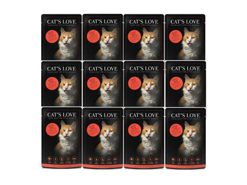 CAT'S LOVE Rind - wołowina w naturalnej galaretce 12 szt. x 85g CAT'S LOVE Rind - wołowina w naturalnej galaretce 12 szt. x 85g