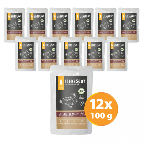 LIEBESGUT BIO ENTE - kaczka z botwinką dla kota 100g x 12 szt. LIEBESGUT BIO ENTE - kaczka z botwinką dla kota 100g x 12 szt.