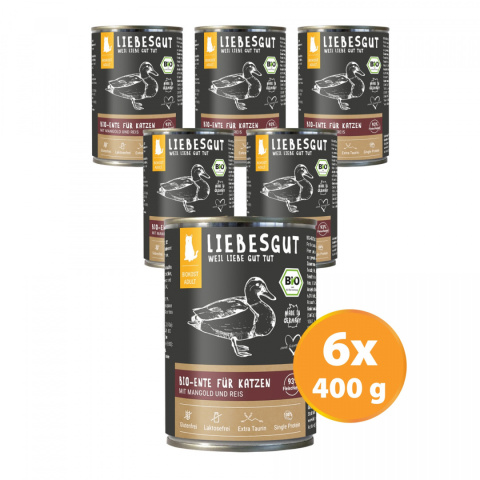 LIEBESGUT BIO ENTE - kaczka z botwinką dla kota 400g x 6 szt. LIEBESGUT BIO ENTE - kaczka z botwinką dla kota 400g x 6 szt.
