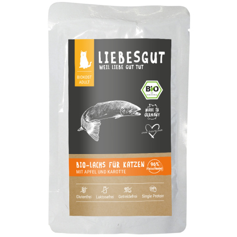 LIEBESGUT BIO LACHS Łosoś z jabłkiem i marchewką dla kota 100g LIEBESGUT BIO LACHS Łosoś z jabłkiem i marchewką dla kota 100g