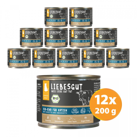LIEBESGUT BIO RIND wołowina z marchewką dla kota 200g x 12 szt. LIEBESGUT BIO RIND wołowina z marchewką dla kota 200g x 12 szt.