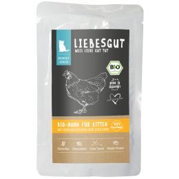 LIEBESGUT Junior Bio Huhn kurczak z płatkami kokosowymi dla kociąt 100g x 12 szt.