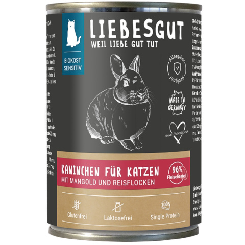 LIEBESGUT Wild Kaninchen – dziki królik z botwinką dla kota 400g