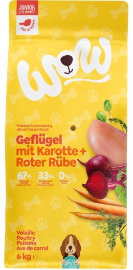 WOW Junior Geflügel drób i łosoś z marchewką dla szczeniąt 6kg