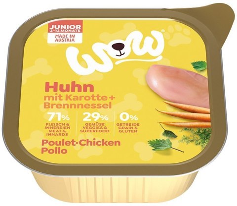 WOW Junior Huhn - kurczak z marchewką i pokrzywą dla szczeniąt 11 x 150g WOW Junior Huhn - kurczak z marchewką i pokrzywą dla szczeniąt 11 x 150g