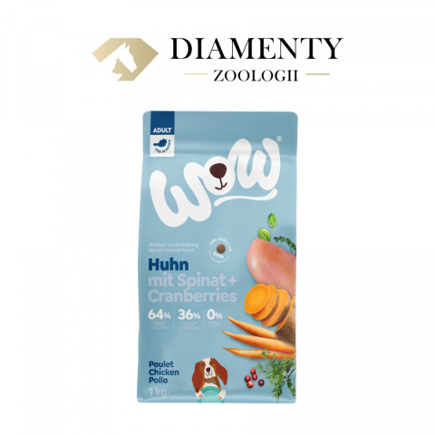 WOW MINI Huhn - kurczak ze szpinakiem i żurawiną dla dorosłych psów małych ras 1kg WOW MINI Huhn - kurczak ze szpinakiem i żurawiną dla dorosłych psów małych ras 1kg