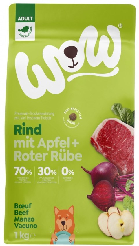 WOW MINI Rind - wołowina z jabłkiem i buraczkami dla dorosłych psów małych ras 1kg WOW MINI Rind - wołowina z jabłkiem i buraczkami dla dorosłych psów małych ras 1kg