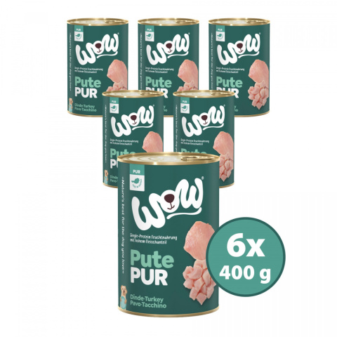 WOW Pute Pur - czysty indyk karma monobiałkowa dla psa 6 x 400g WOW Pute Pur - czysty indyk karma monobiałkowa dla psa 6 x 400g