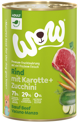 WOW Rind – wołowina z marchewką i cukinią 6 x 400g