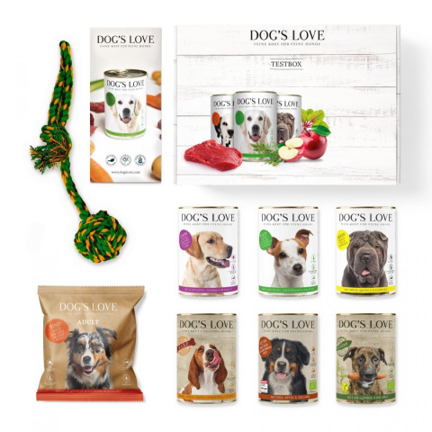 DOG'S LOVE zestaw dla psa mix karma + zabawka DOG'S LOVE zestaw dla psa mix karma + zabawka