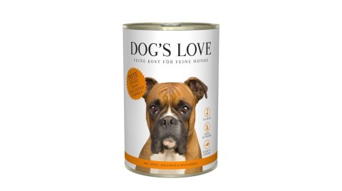 DOG'S LOVE Pute - indyk z jabłkami, cukinią i olejem z orzechów włoskich 400g DOG'S LOVE Pute - indyk z jabłkami, cukinią i olejem z orzechów włoskich 400g