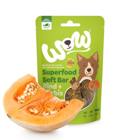 WOW Superfood Soft Bar Rind mięso wołowe z dynią miękkie przysmaki dla psa 150g