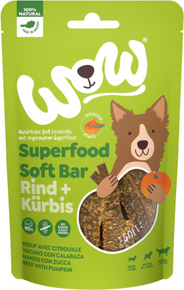 WOW Superfood Soft Bar Rind mięso wołowe z dynią miękkie przysmaki dla psa 150g