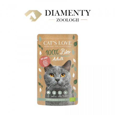 CAT'S LOVE Bio Beef - ekologiczna wołowina w naturalnej galaretce 100g CAT'S LOVE Bio Beef - ekologiczna wołowina w naturalnej galaretce 100g