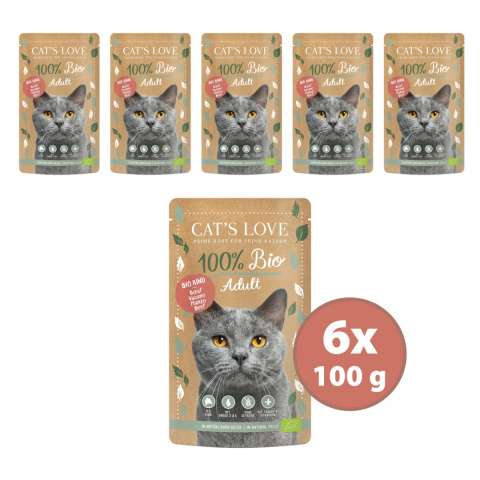 CAT'S LOVE Bio Beef - wołowina w naturalnej galaretce 100g x 6 szt.