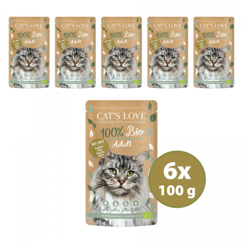 CAT'S LOVE Bio Duck - ekologiczna kaczka w naturalnej galaretce 100g x 6 szt. CAT'S LOVE Bio Duck - ekologiczna kaczka w naturalnej galaretce 100g x 6 szt.