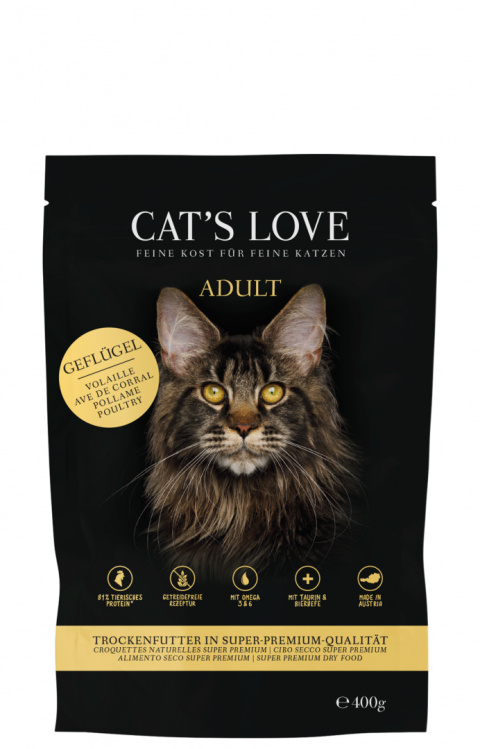 CAT'S LOVE Geflugel - sucha karma dla kota bez zbóż z drobiem 400g CAT'S LOVE Geflugel - sucha karma dla kota bez zbóż z drobiem 400g