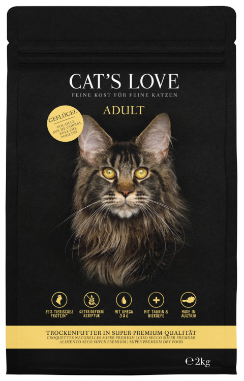 CAT'S LOVE Geflugel - sucha karma dla kota bez zbóż z drobiem 2kg CAT'S LOVE Geflugel - sucha karma dla kota bez zbóż z drobiem 2kg