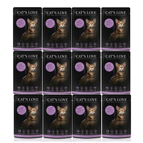 CAT'S LOVE Lachs & Huhn- łosoś i kurczak w naturalnej galaretce 12 x 85g CAT'S LOVE Lachs & Huhn- łosoś i kurczak w naturalnej galaretce 12 x 85g
