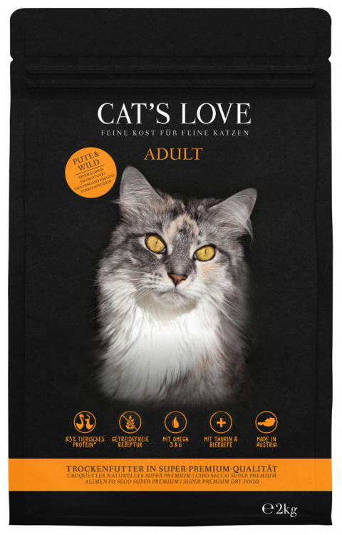 CAT'S LOVE Pute Wild - sucha karma dla kota z indykiem i dziczyzną 2kg CAT'S LOVE Pute Wild - sucha karma dla kota z indykiem i dziczyzną 2kg