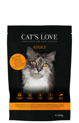 CAT'S LOVE Pute Wild - sucha karma dla kota z indykiem i dziczyzną 400g