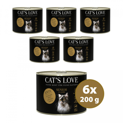 CAT'S LOVE Senior Ente - kaczka z olejem z krokosza i lubczykiem 200g x 6 szt. CAT'S LOVE Senior Ente - kaczka z olejem z krokosza i lubczykiem 200g x 6 szt.