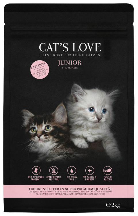 CAT'S LOVE Junior Geflugel - sucha karma dla kociąt z drobiem 2kg CAT'S LOVE Junior Geflugel - sucha karma dla kociąt z drobiem 2kg