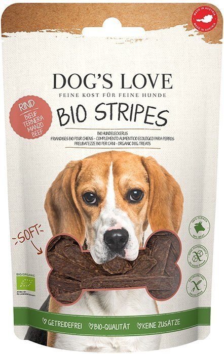 DOG'S LOVE BIO Stripes - miękkie paski eko wołowe 150g DOG'S LOVE BIO Stripes - miękkie paski eko wołowe 150g