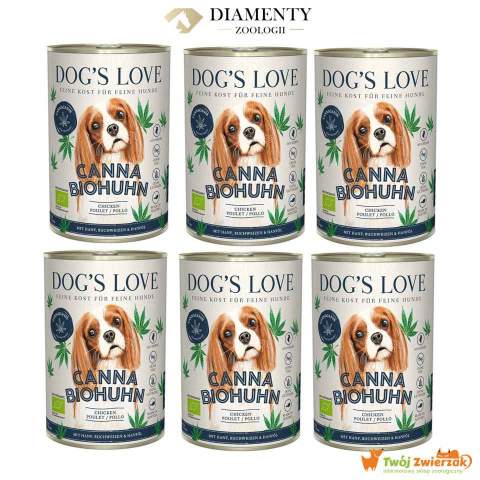 DOG'S LOVE Canna Canis - BIO kurczak z konopiami 6 x 400g DOG'S LOVE Canna Canis - BIO kurczak z konopiami 6 x 400g