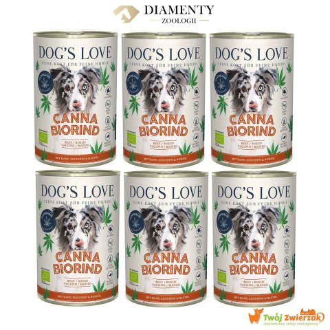 DOG'S LOVE Canna Canis Bio Rind - BIO wołowina z konopiami, cukinią 6 x 400g