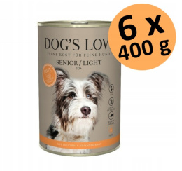 DOG'S LOVE Senior Pute Light - indyk karma dla starszych psów 6x400g